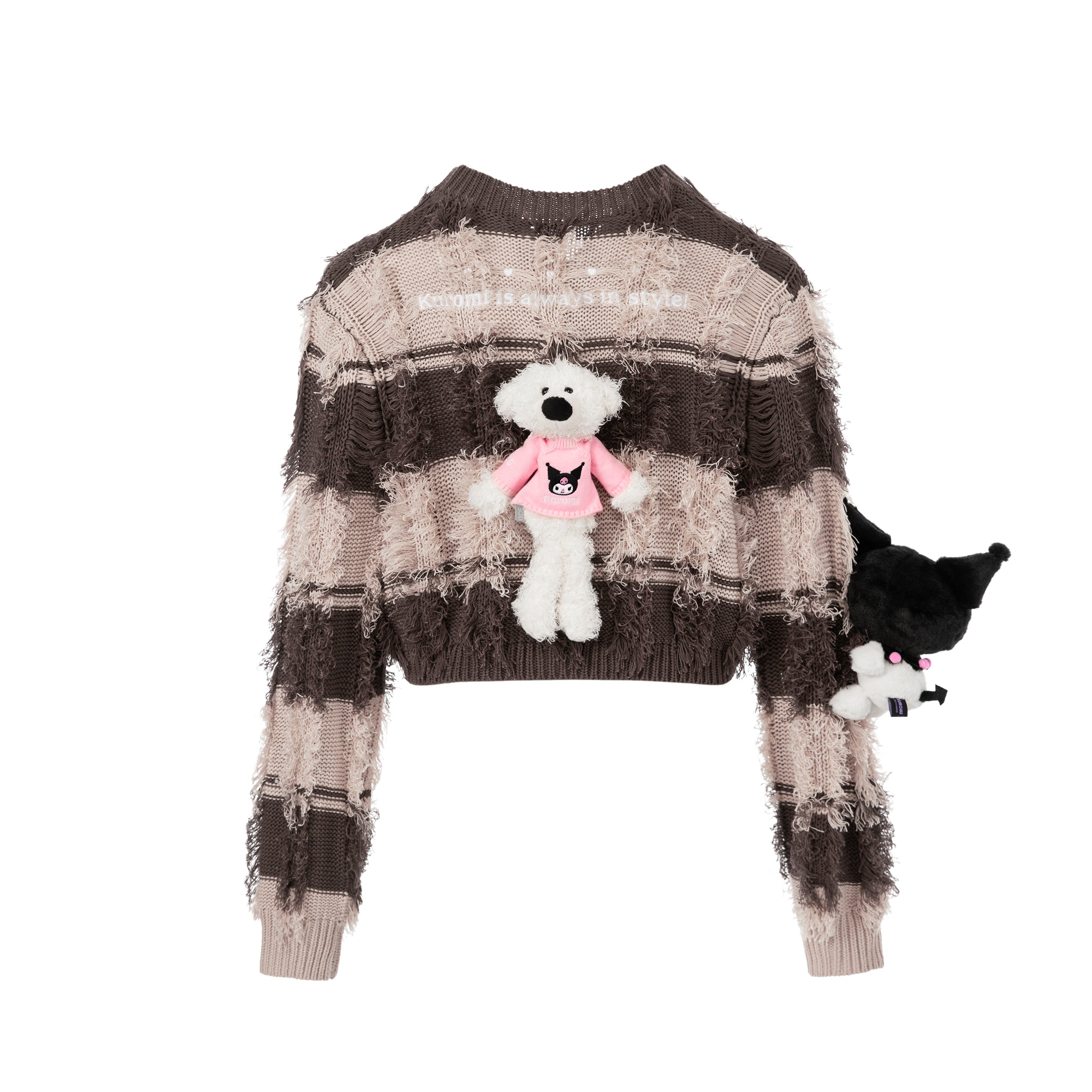 13DE MARZO Kuromi Bear Stripe Knit Cardigan