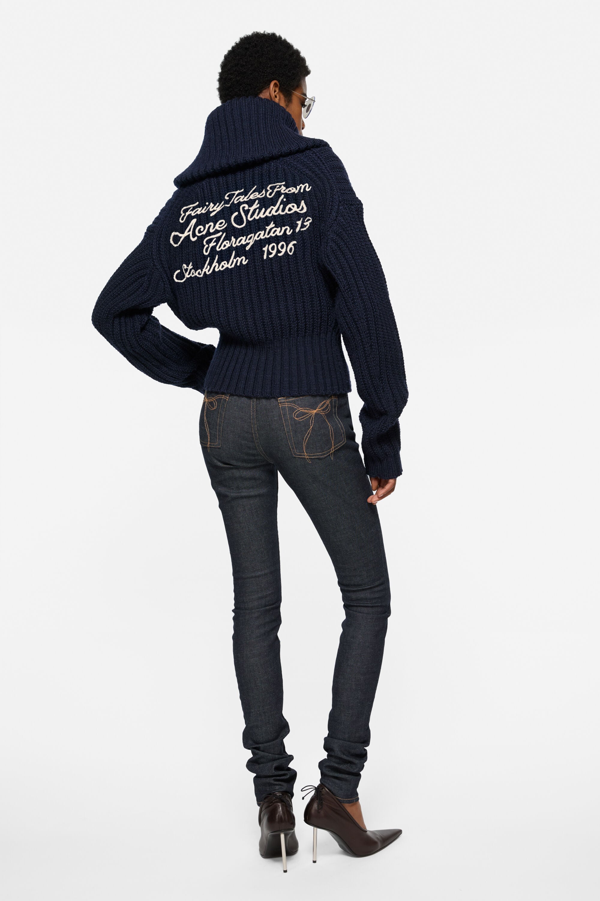 Acne Studios - ウールハーフジップニット - ネイビー