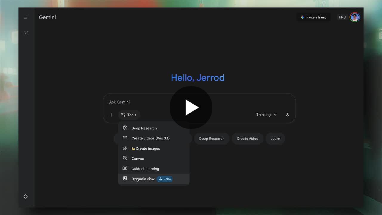Google Gemini now has dynamic view. A new way for an AI tool to