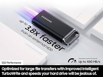 SAMSUNG T5 EVO Portable SSD 8TB, USB 3.2 Gen 1 External Solid