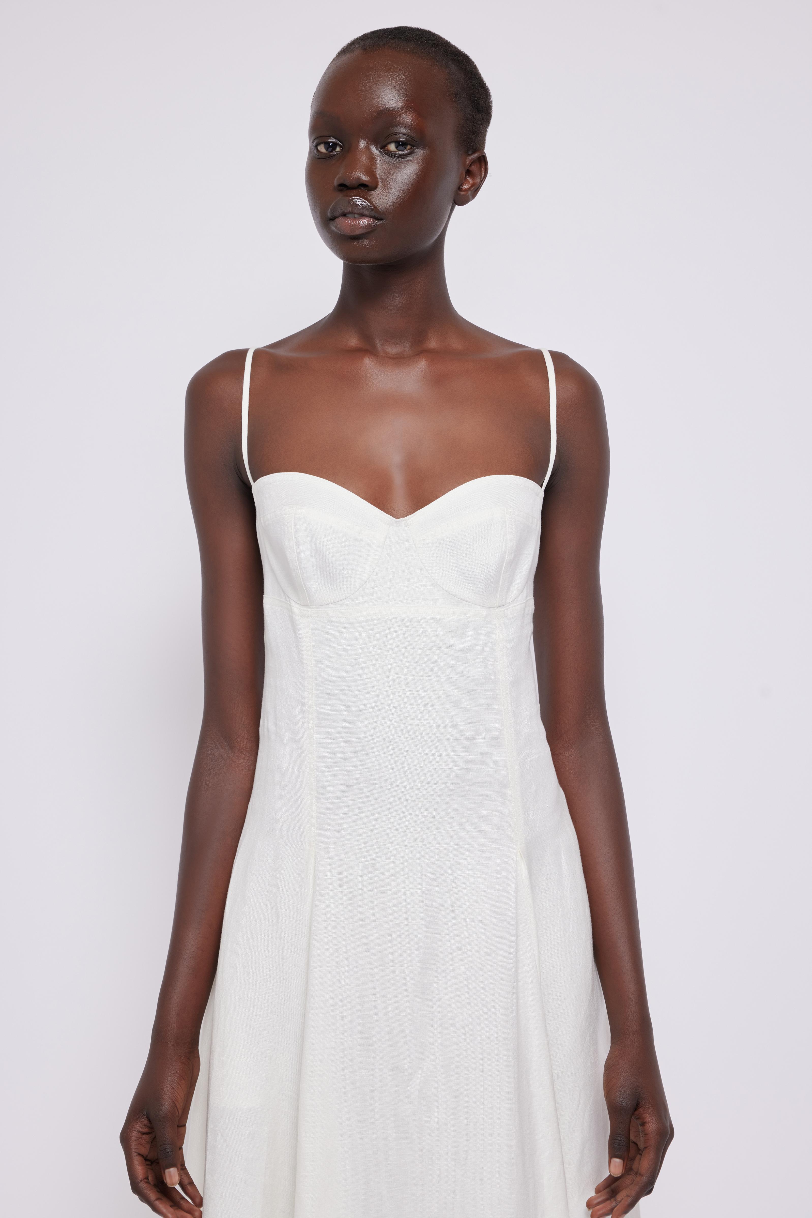 Analise Bustier Midi Dress - White | SIMKHAI