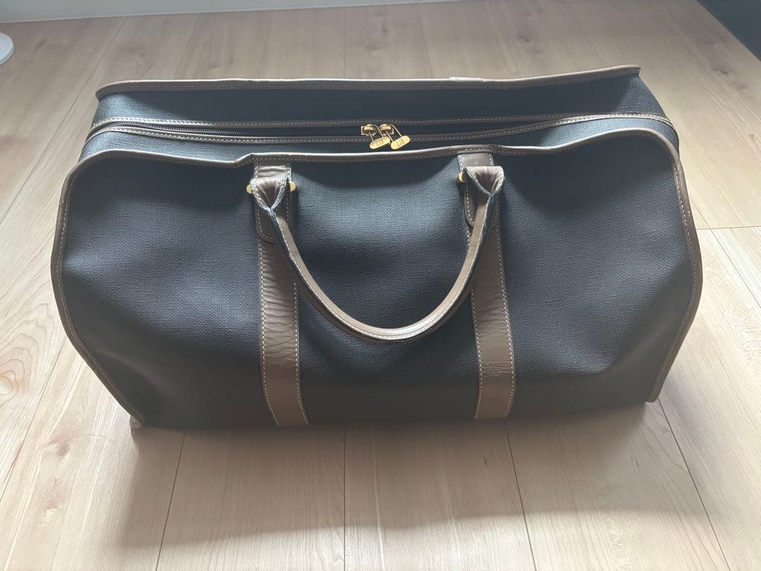 【dunhill ダンヒル】大型 ボストンバッグ★PVC×レザー★ 美品】Dunhill ダンヒル ボストンバッグ 旅行バッグ ダークグレー PVC